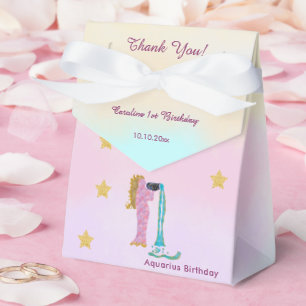 Celestial Aquarius Watercolor 1st Birthday Favour Box