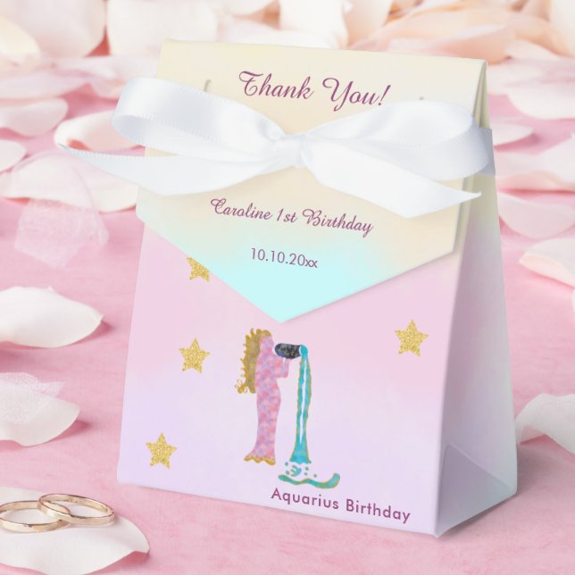 Celestial Aquarius Watercolor | 1st Birthday Favour Box (Wedding)