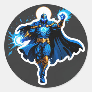Celestial Arc Knight – Blue Energy Ascension Classic Round Sticker
