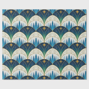 Celestial Art Deco Forest Holiday Wrapping Paper