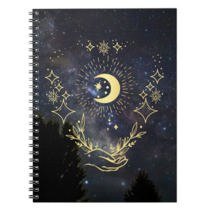 Celestial art Moon and Stars Notebook