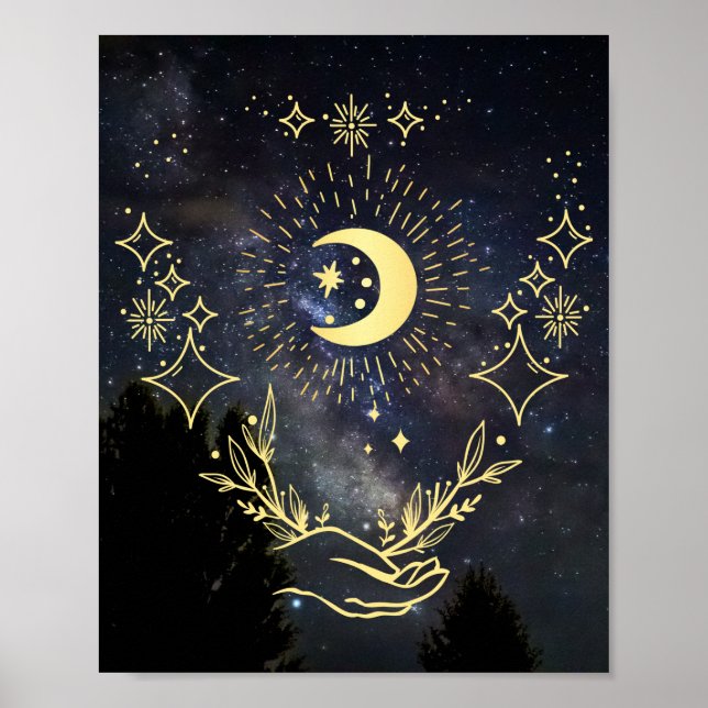 Celestial art Moon and Stars Poster (Front)