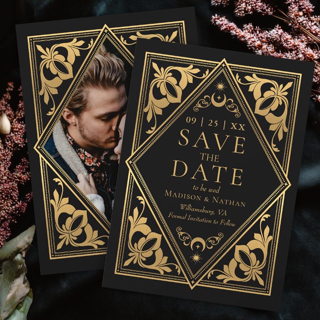Celestial Art Nouveau Tarot Gothic Wedding Photo Save The Date (Creator Uploaded)