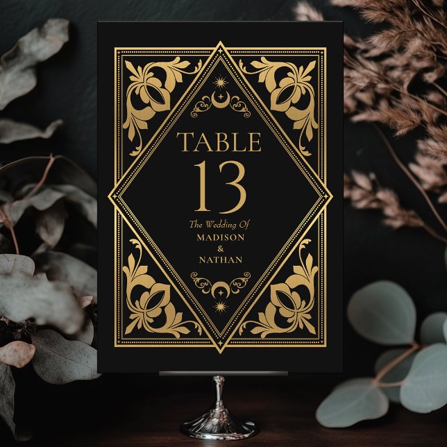 Celestial Art Nouveau Tarot Gothic Wedding Table Number (Creator Uploaded)
