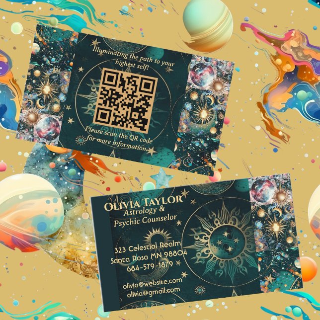 Celestial Astrologer Psychic Counsellor Spiritual Business Card (Celestial Astrologer Psychic Counselor Spiritual Business Card)