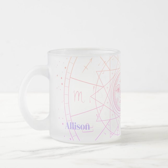 Celestial Astrology Horoscope  Frosted Glass Coffee Mug (Left)
