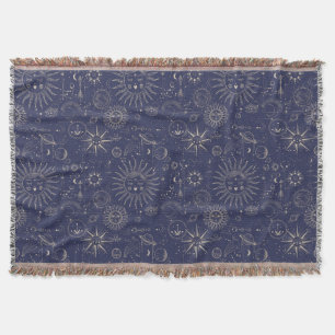 Celestial Astronomy Navy Pattern  Throw Blanket