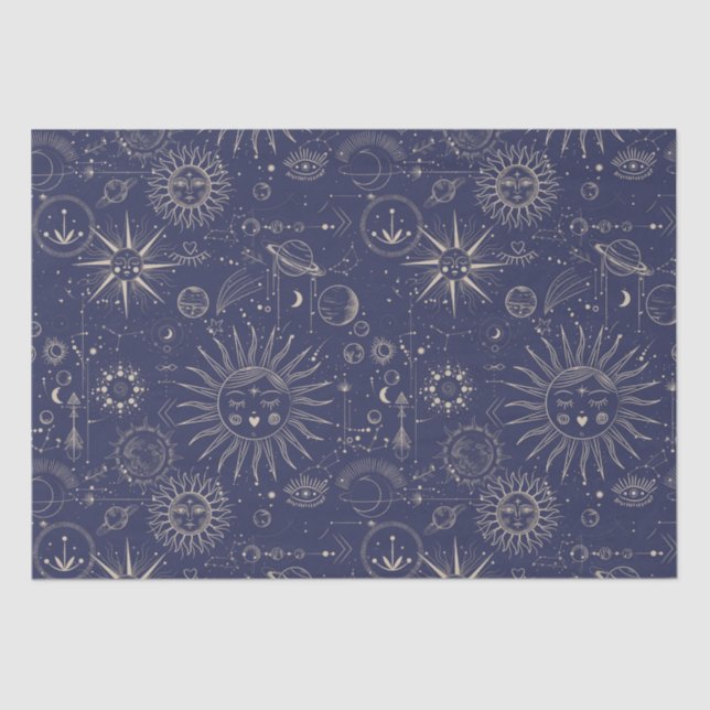 Celestial Astronomy Navy Pattern  Tissue Paper (Front)