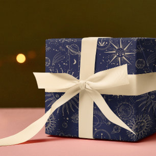 Celestial Astronomy Navy Pattern   Wrapping Paper