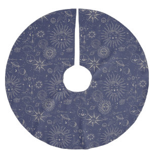 Celestial Astronomy Pattern Navy  Brushed Polyester Tree Skirt