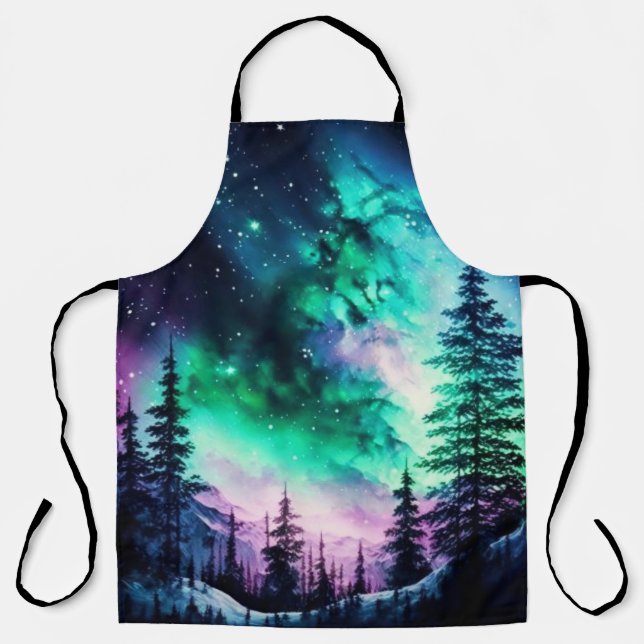 Celestial Aurora Borealis Northern Lights Vivid  Apron (Front)