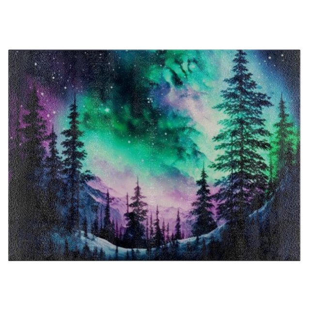 Celestial Aurora Borealis Northern Lights Vivid  Cutting Board (Front)