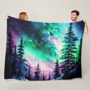 Celestial Aurora Borealis Northern Lights Vivid  Fleece Blanket
