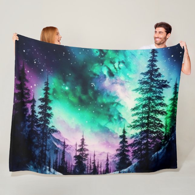 Celestial Aurora Borealis Northern Lights Vivid  Fleece Blanket (In Situ)