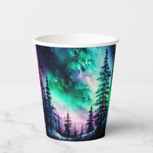 Celestial Aurora Borealis Northern Lights Vivid Paper Cups