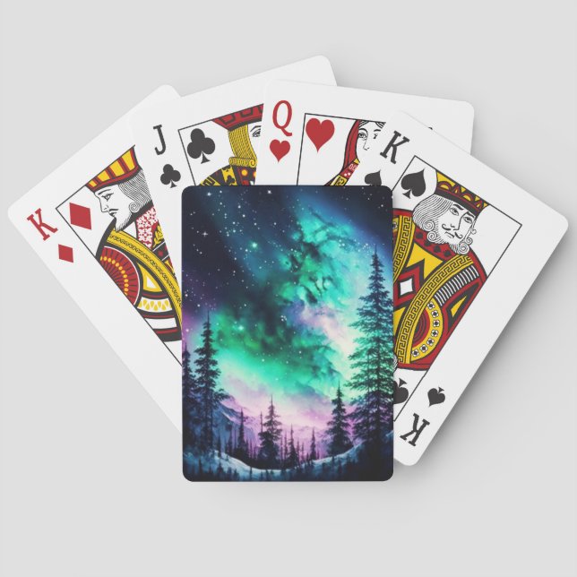Celestial Aurora Borealis Northern Lights Vivid  Playing Cards (Back)