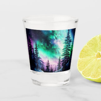 Celestial Aurora Borealis Northern Lights Vivid Shot Glass