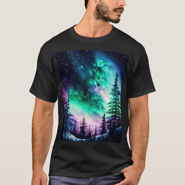 Celestial Aurora Borealis Northern Lights Vivid  T-Shirt (Front)