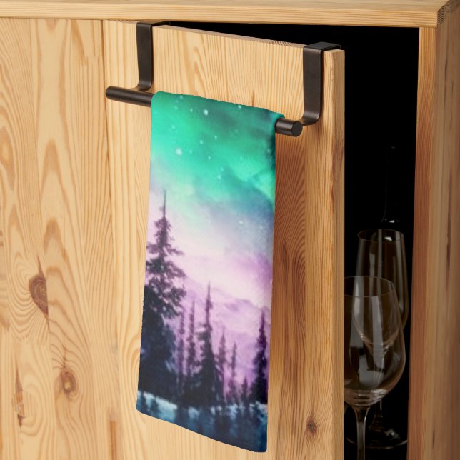 Celestial Aurora Borealis Northern Lights Vivid  Tea Towel (Thirds Fold)