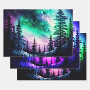 Celestial Aurora Borealis Northern Lights Vivid  Wrapping Paper Sheet