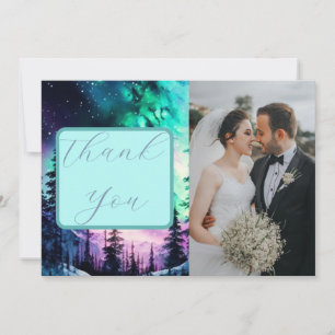 Celestial Aurora Borealis Northern Lights Wedding Thank You Card