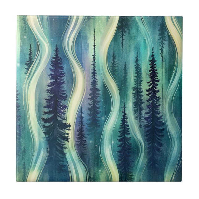 Celestial Aurora Night Pattern Tile (Front)