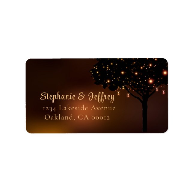 Celestial Autumn Night String Light Wedding Label (Front)