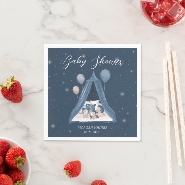 Celestial Baby Bear Baby Shower Napkin (Insitu)