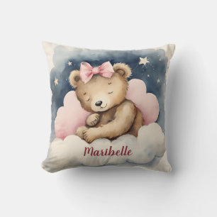 Celestial Baby Bear Girls Personalised Nursery Cushion
