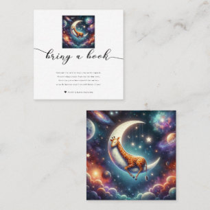Celestial Baby Giraffe Bring a Book Baby Shower  Square Business Card