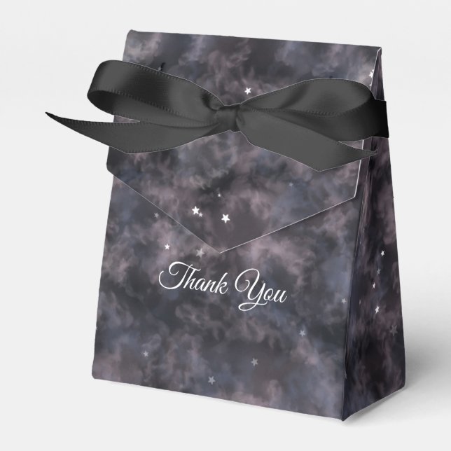 Celestial Baby Shower Dark Watercolor Baby Boy Favour Box (Front Side)
