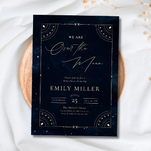 Celestial Baby Shower Over the Moon Starry Night Invitation