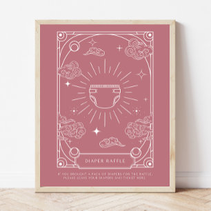 Celestial Baby Shower Rose Diaper Raffle Sign
