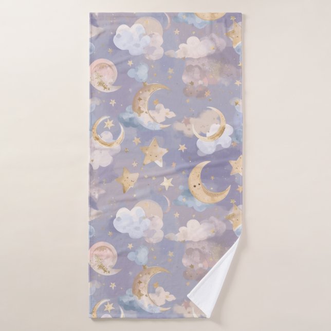 Celestial Baby Towel | Pastel Moons, Stars & Dream (Bath Towel)