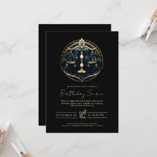 Celestial Balance Symbol Cosmic Black Gold Libra Invitation