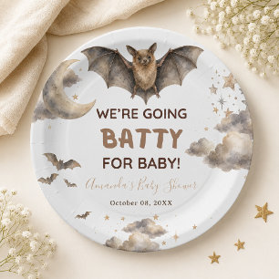 Celestial Bat We're Going Batty for Baby Shower Paper Plate