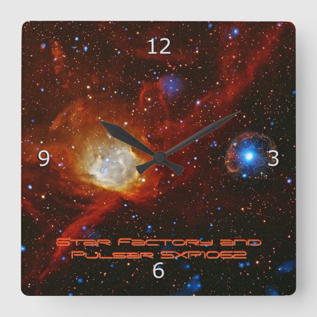 Celestial Bauble, Nebula N90 and Pulsar SXP1062 Square Wall Clock (Front)