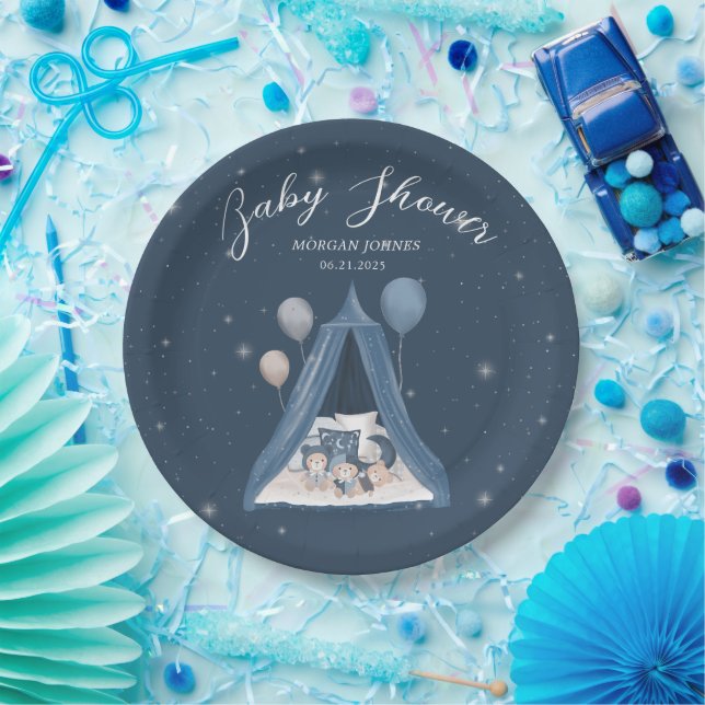 Celestial Bear Baby Shower Paper Plate (Party)