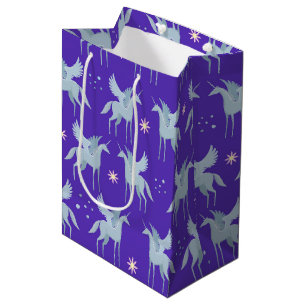 Celestial Beauty Blue Pegasus in Purple Background Medium Gift Bag