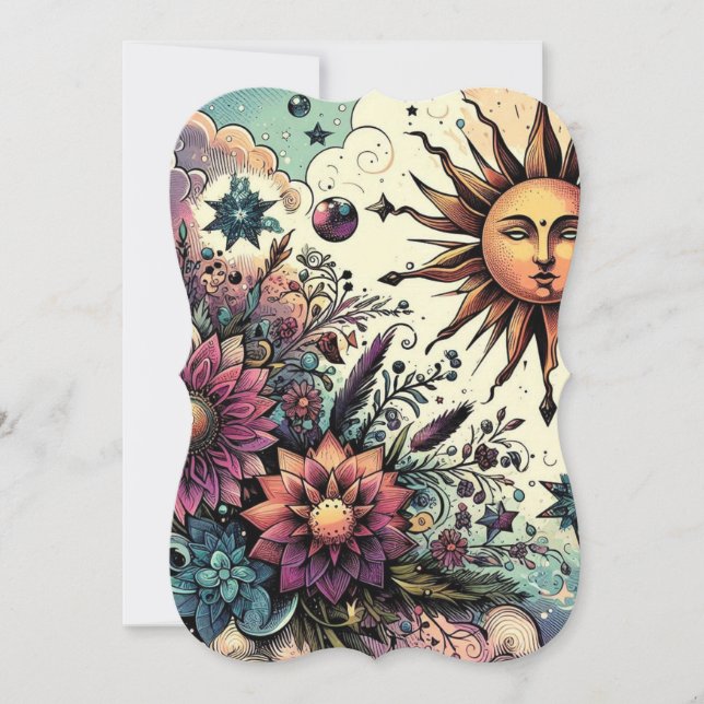 Celestial Birthday Blessings Card | Greeting Card  (Front)