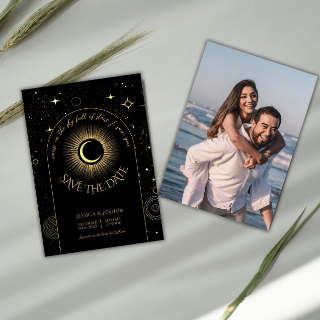 Celestial Black Arch in the stars I saw you photo Invitation (Creator Uploaded)