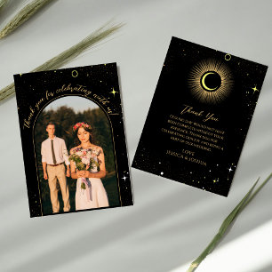 Celestial Black Arch Mystical Photo Thank You Card