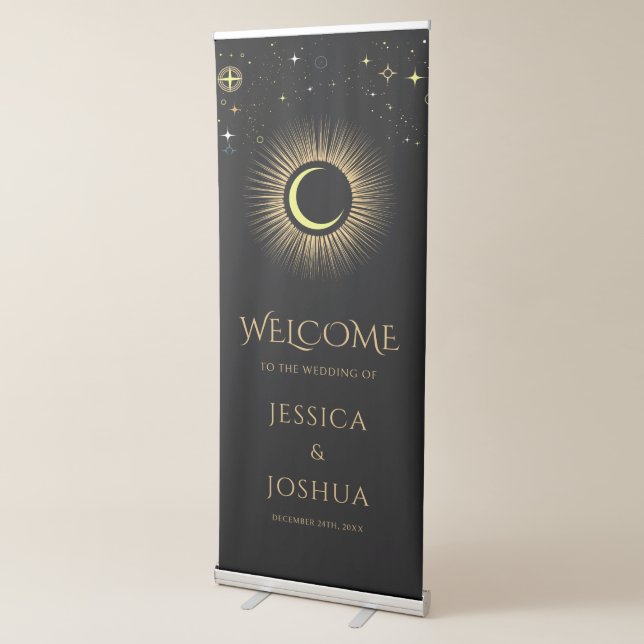 Celestial Black Arch Sun Moon Retractable Banner (3/4)