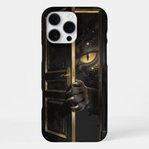 Celestial Black Cat Golden Eyes Mystical iPhone 16 Pro Max Case