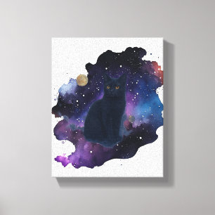 Celestial Black Cat Mystical Spirit Animal Cosmic Canvas Print