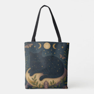 Celestial Black Cat Tote Bag