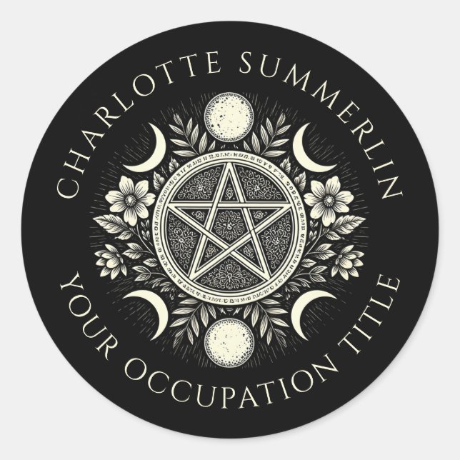 Celestial Black Classic Round Sticker (Front)