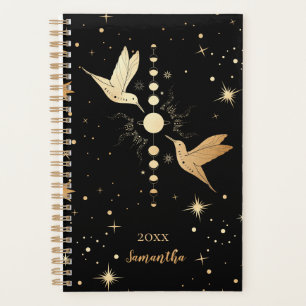 Celestial Black Gold Hummingbird Moon Name Year Planner
