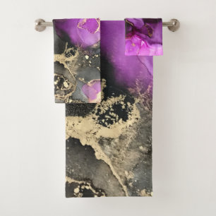 Celestial Black Gold Pink Bath Towel Set