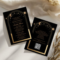 Celestial Black Gold QR Code Quinceañera